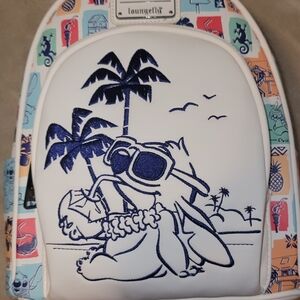 Loungefly White and Blue Tropical Stitch Backpack